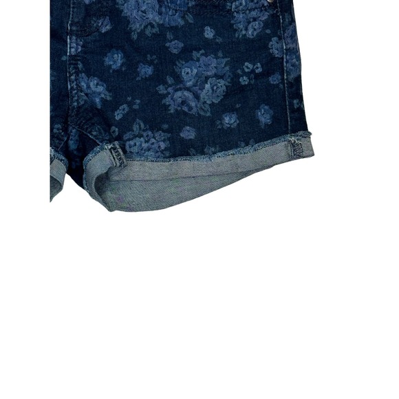 Maurices Womens Shorts Floral Stretch Denim Cotton Blend Cuff Raw Hem Blue 5/6 - Picture 2 of 8